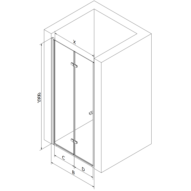Mexen Lima skládací sprchové dveře 80 cm, transparentní, černé - 856-080-000-70-00