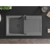 Mexen Leo granitový dřez s odkapávačem 900 x 500 mm, šedý, černý sifon - 6501901010-71-B