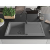 Mexen Leo granitový dřez s odkapávačem 900 x 500 mm, šedý, černý sifon - 6501901010-71-B