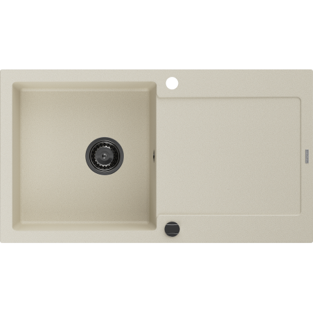 Mexen Leo granitový dřez 1-komorový s odkapávačem 900 x 500 mm, béžový, černý sifon - 6501901010-69-B