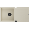 Mexen Leo granitový dřez 1-komorový s odkapávačem 900 x 500 mm, béžový, černý sifon - 6501901010-69-B