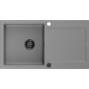 Mexen Leo granitový dřez s odkapávačem 1-komorový 900 x 500 mm, šedý, černý sifon - 6501901010-71-B