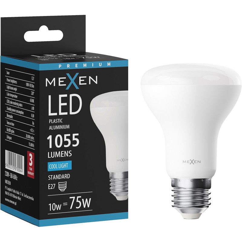 Mexen Nova LED žárovka E27, R63, 10W, Studená - 6500K, 1055 lm - L104-E27-1065-01