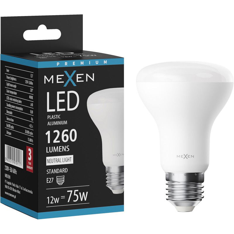 Mexen Nova LED žárovka E27, R63, 12W, Neutrální - 4000K, 1260 lm - L104-E27-1240-01