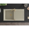 Mexen Leo granitový dřez s jednou komorou a odkapávačem 900 x 500 mm, béžový, sifon zlatý - 6501901010-69-G