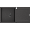 Mexen Leo granitový dřez s 1 komorou a odkapávačem 900 x 500 mm, černý s tečkami, černý sifon - 6501901010-76-B