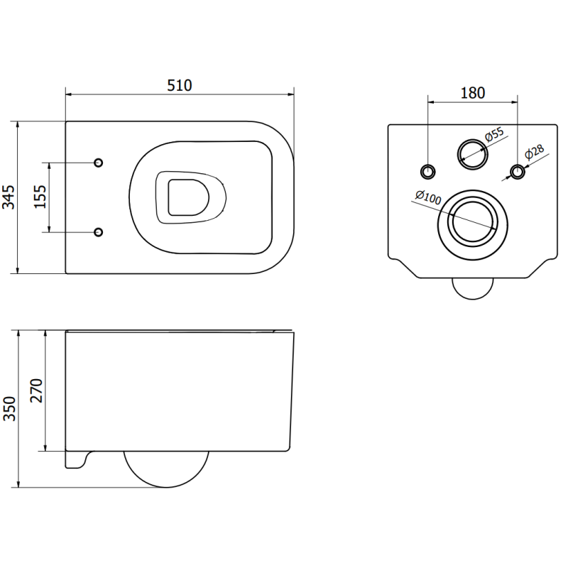 Mexen podomítková sada WC rám Fenix Slim s WC mísou Elis, bílý lesk - 6103391XX00