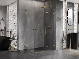 Mexen Lunar L Duo sprchový kout s otevíracími dveřmi pravý 105 x 95 cm, transparentní, zlatý - 834L-105P-095L-50-00