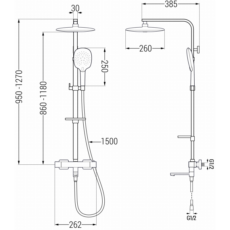 Mexen CQ22 sada vanovo-sprchová s dešťovou a termostatickou baterií, chrom - 779102295-00