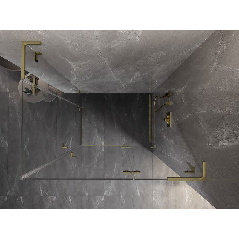 Mexen Lunar L Duo sprchový kout s výklopnými dveřmi pravý 95 x 75 cm, transparentní, kartáčovaná zlatá - 834L-095P-075L-55-00