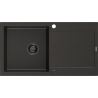 Mexen Leo granitový dřez s odkapávačem 1-komorový 900 x 500 mm, černý/zlatý metalik, sifon černý - 6501901010-75-B
