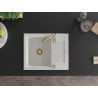 Mexen Enzo granitový dřez 1-komorový s odkapávačem 576 x 465 mm, bílý, sifon zlatý - 6506571005-20-G