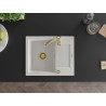 Mexen Enzo granitový dřez s 1 komorou a odkapávačem 576 x 465 mm, bílý, sifon zlatý - 6506571005-20-G