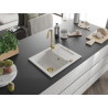 Mexen Enzo granitový dřez s 1 komorou a odkapávačem 576 x 465 mm, bílý, sifon zlatý - 6506571005-20-G