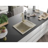 Mexen Enzo granitový dřez 1-komorový s odkapávačem 576 x 465 mm, béžový, zlatý sifon - 6506571005-69-G
