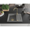 Mexen Enzo granitový dřez s 1 odkapávací komorou 576 x 465 mm, šedý, zlatý sifon - 6506571005-71-G