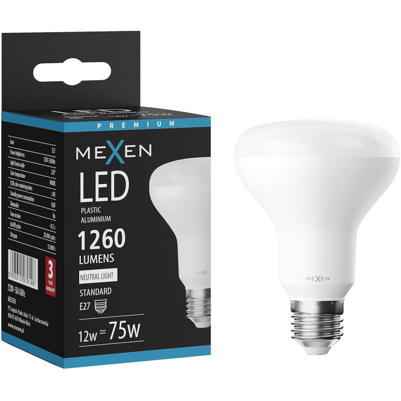 Mexen Nova LED žárovka E27, R80, 12W, Neutrální - 4000K, 1260 lm - L105-E27-1240-01