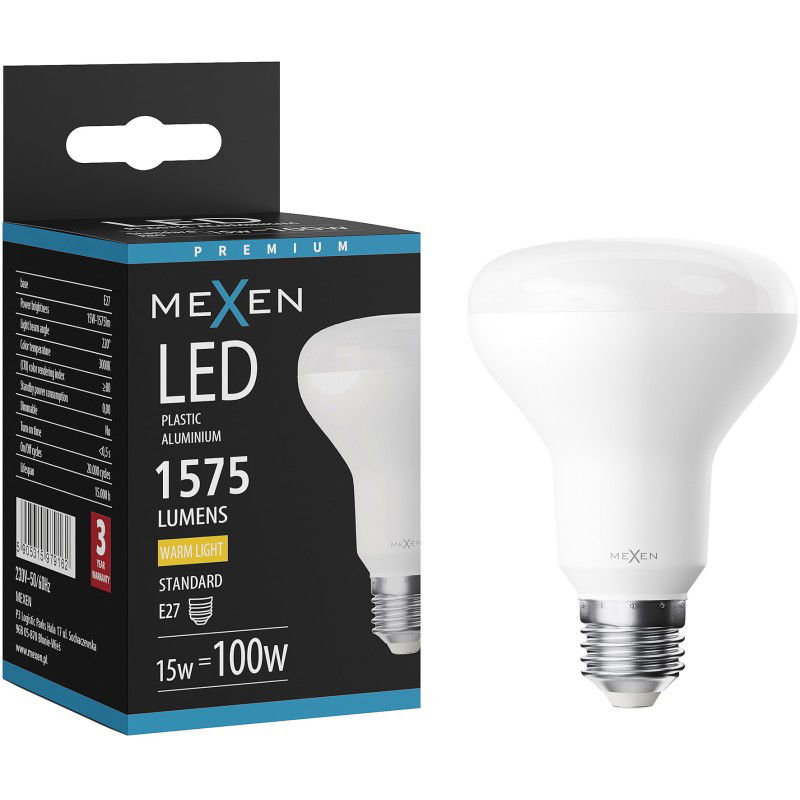 Mexen Nova Žárovka LED E27, R80, 15W, Teplá - 3000K, 1575 lm - L105-E27-1530-01