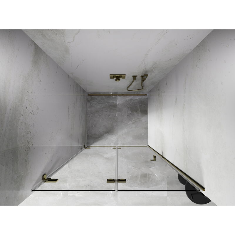 Mexen Lunar-F skládací sprchové dveře levé 55 cm, transparentní, zlaté - 836-055-000-50-00-L