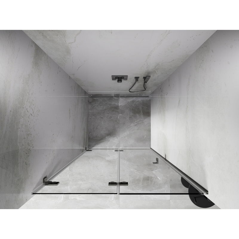 Mexen Lunar-F sprchové dveře sklopné levé 55 cm, transparentní, kartáčovaný nikl - 836-055-000-97-00-L