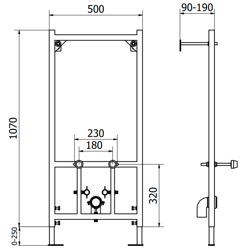 Mexen podomítková sada bidetová rám Fenix B s bidetem Teo, černý mat - 69935855185