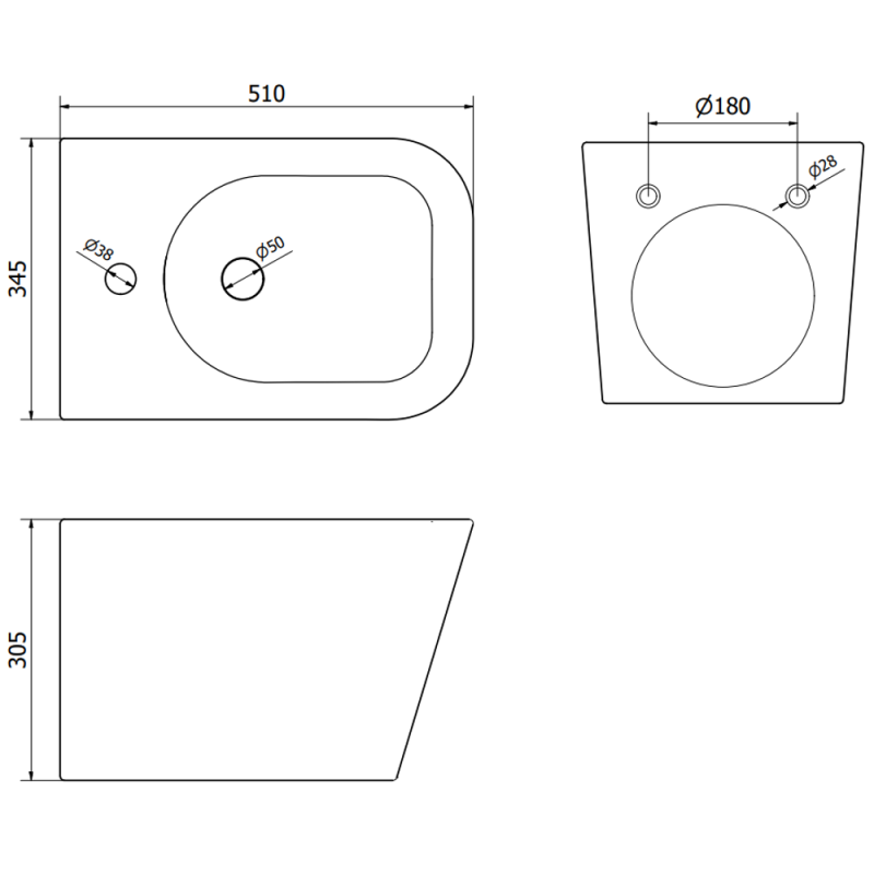 Mexen podomítková sada bidetová rám Fenix B s bidetem Teo, černý mat - 69935855185