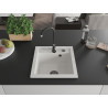 Mexen Vito granitový dřez s jednou vaničkou 520 x 490 mm, bílý, černý sifon - 6503521000-20-B