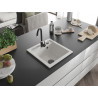 Mexen Vito granitový dřez s jednou vaničkou 520 x 490 mm, bílý, černý sifon - 6503521000-20-B