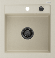 Mexen Vito granitový dřez 1-komorový 520 x 490 mm, béžový, černý sifon - 6503521000-69-B