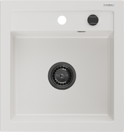 Mexen Vito dřez granitový 1-komorový 520 x 490 mm, bílý, sifon černý - 6503521000-20-B