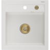 Mexen Vito granitový dřez 1-komorový 520 x 490 mm, bílý, sifon zlatý - 6503521000-20-G
