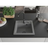 Mexen Vito granitový dřez jednokomorový 520 x 490 mm, šedý, černý sifon - 6503521000-71-B
