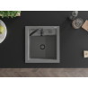 Mexen Vito granitový dřez jednokomorový 520 x 490 mm, šedý, černý sifon - 6503521000-71-B