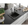 Mexen Vito žulový dřez s jednou komorou 520 x 490 mm, černý/zlatý metalik, černý sifon - 6503521000-75-B