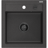 Mexen Vito granitový dřez 1-komorový 520 x 490 mm, černý skvrnitý, černý sifon - 6503521000-76-B