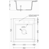 Mexen Vito granitový dřez 1-komorový 520 x 490 mm, černý, černý sifon - 6503521000-77-B
