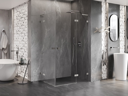 Mexen Lunar L Duo sprchový kout s otočnými dveřmi pravý 110 x 85 cm, průhledný, kartáčovaný nikl - 834L-110P-085L-97-00