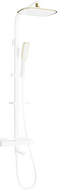 Mexen CQ49 vanová a sprchová sada s dešťovou sprchou a termostatickou baterií, bílá/zlatá - 779104995-25