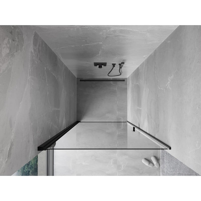 Mexen Mist-B sprchové dveře otočné 75 cm, transparentní, černé - 8A2-075-000-70-00