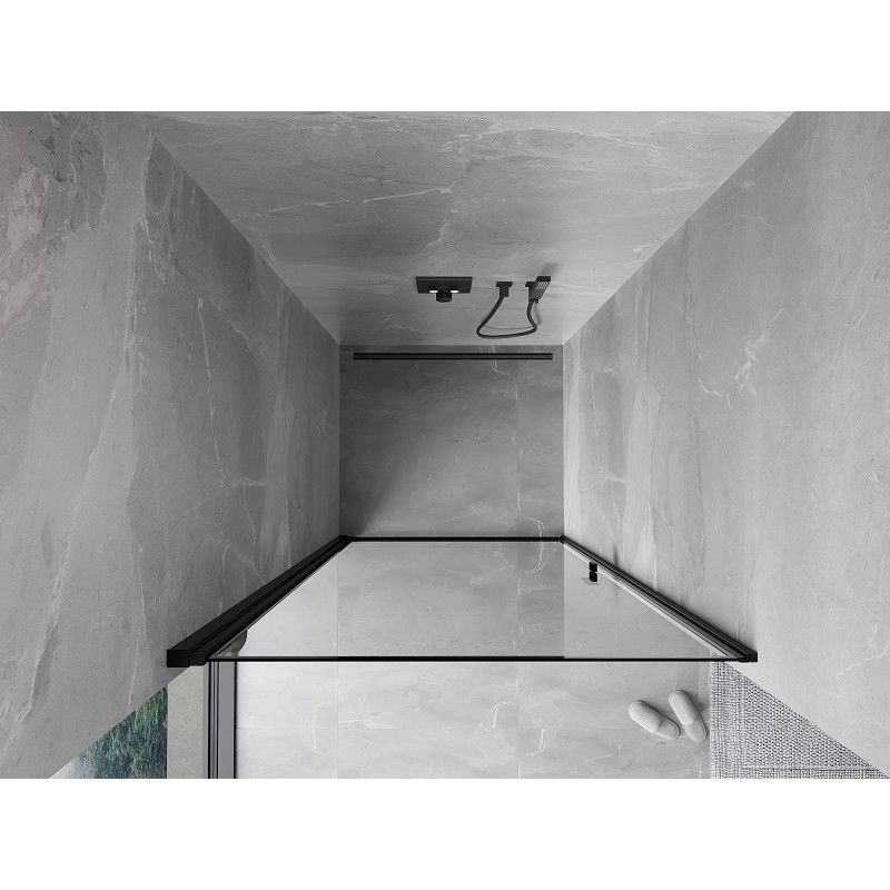 Mexen Mist-B sprchové dveře, levé otevírací 90 cm, černý rám, černé - 8A2-090-000-70-70-L