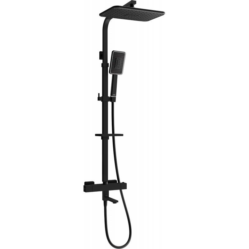 Mexen CQ54 vanový-sprchový set s dešťovou sprchou a termostatickou baterií, černý/chrom - 779105495-71