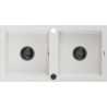 Mexen Mario dvoukomorový granitový dřez 820 x 436 mm, bílý, černý sifon - 6504822000-20-B