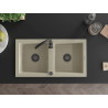 Mexen Mario granitový dřez 2-komorový 820 x 436 mm, béžový, sifon černý - 6504822000-69-B