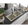 Mexen Mario granitový dřez 2-komorový 820 x 436 mm, béžový, sifon černý - 6504822000-69-B