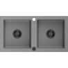 Mexen Mario dvoukomorový žulový dřez 820 x 436 mm, šedý, černý sifon - 6504822000-71-B