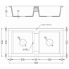 Mexen Mario granitový dřez dvoukomorový 820 x 436 mm, černý/zlatý metalik, černý sifon - 6504822000-75-B
