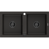 Mexen Mario granitový dřez 2-komorový 820 x 436 mm, černý/zlatý metalík, černý sifon - 6504822000-75-B