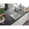 Mexen Milo granitový dřez 1-komorový 435 x 410 mm, bílý, sifon zlatý - 6505441000-20-G