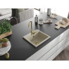 Mexen Milo Granitový dřez s jednou komorou 435 x 410 mm, béžový, sifon zlatý - 6505441000-69-G