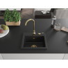 Mexen Milo granitový dřez 1-komorový 435 x 410 mm, černý/stříbrný metalik, sifon zlatý - 6505441000-73-G